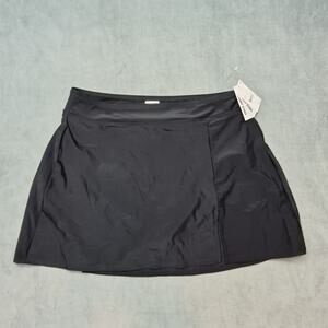 Lands’ End Women’s Large Swim Skirt Black UPF 50 Tummy Control Built-In Briefs